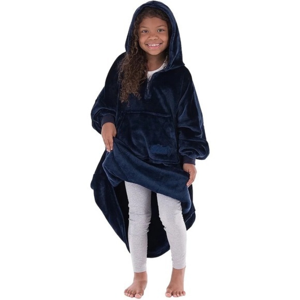 The Comfy Dream Junior Jr Quarter Zip Microfiber Fleece Wearable Blanket‎ Black
